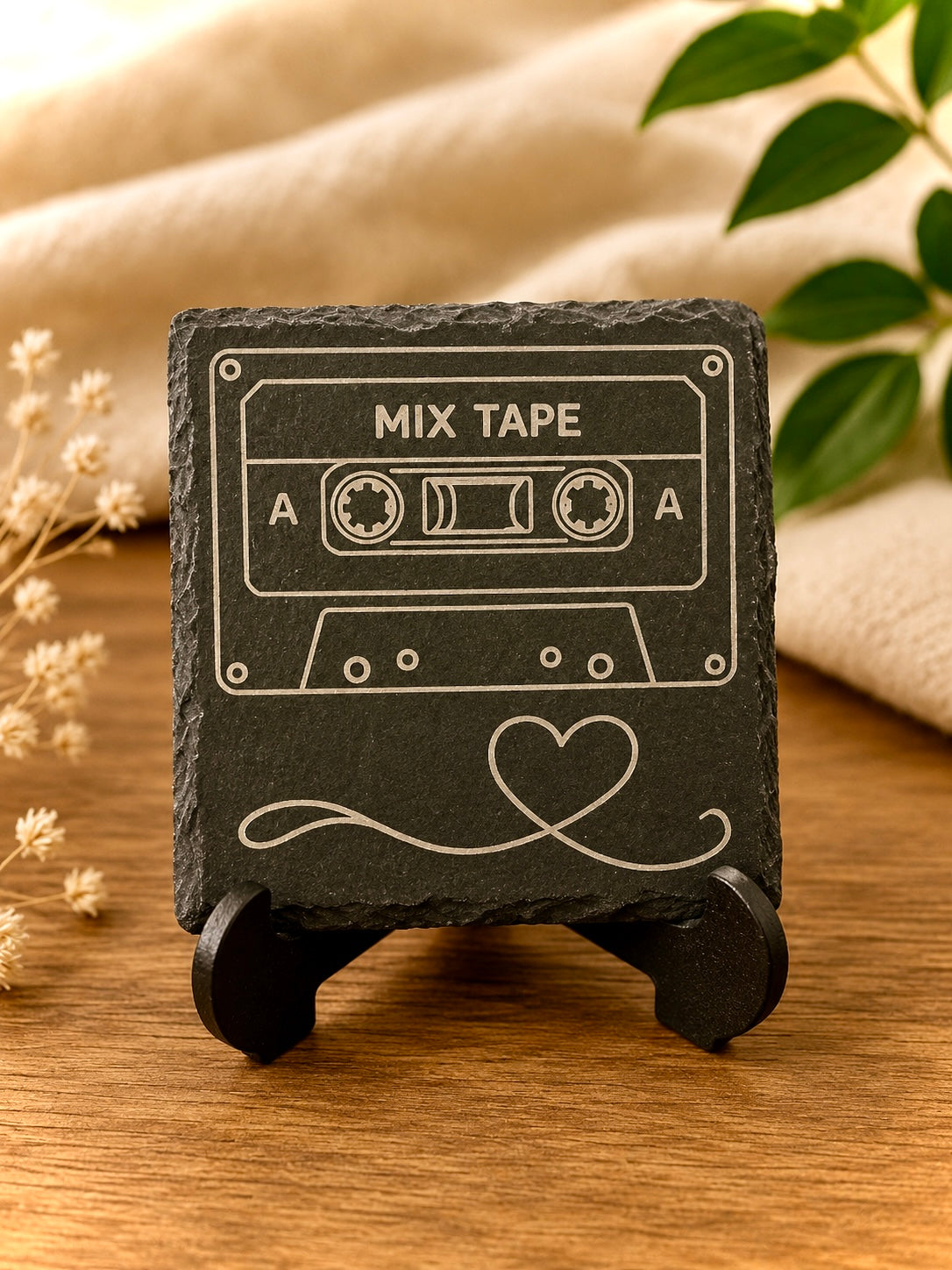 Glassbrikke skiffer sett med 4 - Mix Tape